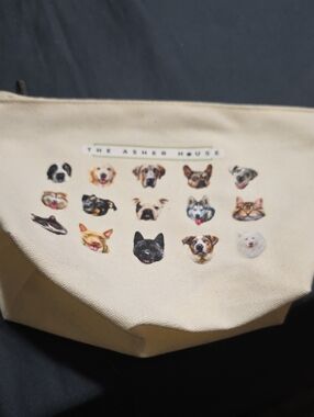 Cream Dog Face Canvas Pouch